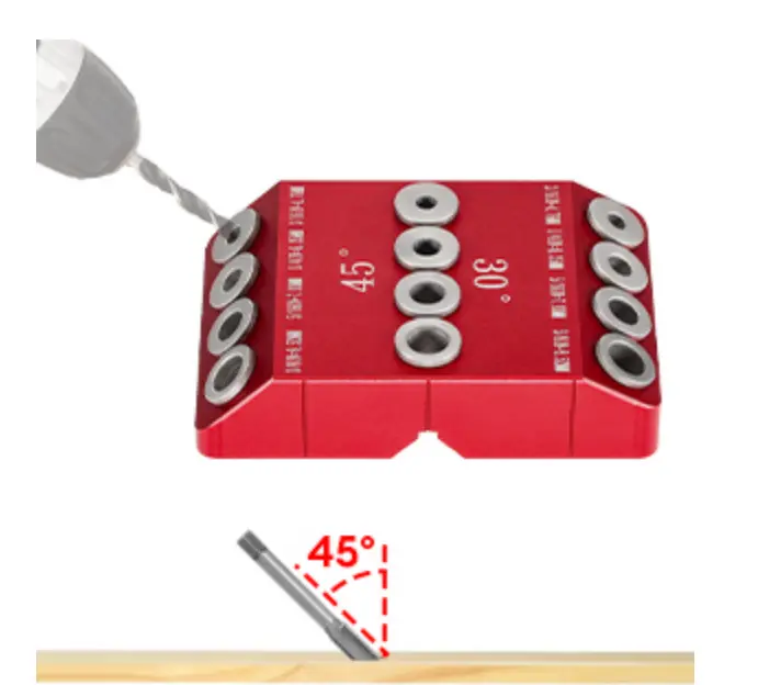 Perforatore ad angolo multiplo 30 / 45/90/perforatore per scale per la lavorazione del legno perforazione di 4 dimensioni