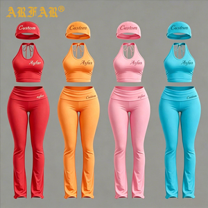 Conjunto Deportivo Personalizado para Mujer, Sexy, con Espalda Descubierta, 3 Piezas, Leggings Ajustados con Diadema a Juego, para Gimnasio, Entrenamiento y Fitness - Product Image 1