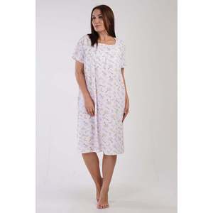Camisón clásico de manga corta para mujer, rosa, tejido, suave, para dormir - Product Image 4