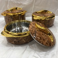 Ensemble de 3 récipients isothermes pour aliments, bord doré, capacité 1,5-2-2,5 L, pot de conservation des aliments