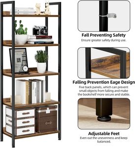 Bookshelf, 5 Tier Bookshelves, Home Office Bookcase Shelf <b>Storage</b> Organizer,Standing <b>Storage</b> <b>Shelving</b> <b>Unit</b> for Bedroom - Product Image 6