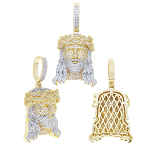 Hip Hop hommes garçon grand Christ jésus pendentif collier complet Micro pavé 5A cubique zircone CZ Cool <span class=keywords><strong>Rock</strong></span> <span class=keywords><strong>Punk</strong></span> bijoux - Product Image 4