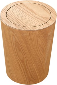 Cubo de Basura de Madera Natural Estilo Japonés con Tapa Abatible, Cesto de Residuos de Madera Maciza - Product Image 2