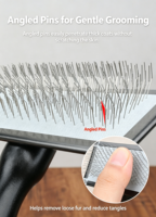 Brosses à poils pour animaux de compagnie de haute qualité, brosses à poils professionnelles en acier inoxydable avec manche en bois pour chiens et chats