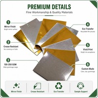 Papier Métallique Effet Miroir Or Argent PET Anti-Bouclage Écologique Imperméable 150-350 GSM Résistant aux Pliures pour Cartes