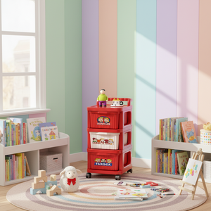 Minimalistisches Schubladenregal aus Kunststoff, freistehend, 5-stufiger Snack-Trolley, Spielzeug-Organizer, Regal für Schlafzimmer, Wohnzimmer, Badezimmer - Product Image 1