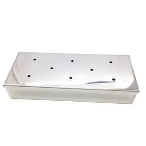 Stainless Steel BBQ Smoker Box for Grilling Barbecue Wood Chips For Gas Grill or Charcoal Grill