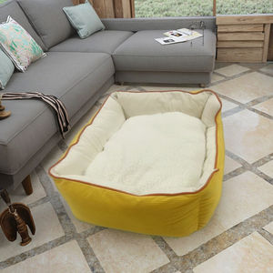 Alle Seizoenen Eco-Vriendelijke Opvouwbare Semi-Gesloten Kat <span class=keywords><strong>Bed</strong></span> Grot Moderne Gestreepte Corduroy Huisdier Kooi Kleine Middelgrote Katten Honden Goud - Product Image 4