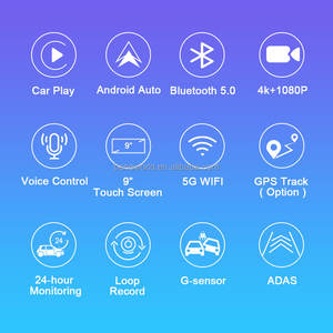 CarPlay Android Auto 4K + AHD1080P DVR แบบไร้สายอุปกรณ์แต่งรถยนต์สเตอริโอรถยนต์ - Product Image 5