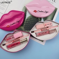 Kit 3-en-1 Huile à Lèvres, Brillant à Lèvres et Crayon Contour des Lèvres Végan, Emballage en Forme de Bouche, Marque Privée, Rouge à Lèvres, Brillant à Lèvres, Maquillage des Lèvres, Coffret Cadeau