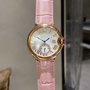 Reloj Elegante para Mujer con Caja de Oro Rosa, Esfera de Perlas, Subesfera de Diamantes, Correa de Cuero de Cocodrilo Rojo, Reloj de Pulsera de Lujo - Product Image 2