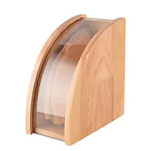 Coffee Tools Wooden Coffee Filter Paper Holder with Acrylic Lid Coffee Filter Paper Storage Holder