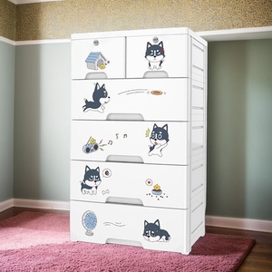 Armoire de rangement en plastique à <span class=keywords><strong>3</strong></span> 5 niveaux pour la chambre des enfants Placards imprimés de chiens mignons pour la chambre à coucher Armoire - Product Image 4