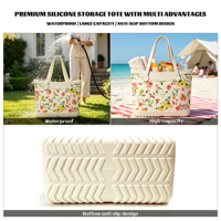 Sac de plage carré ouvert en EVA, couleur unie, imperméable, léger, résistant aux taches, sac fourre-tout en maille, capacité 3L+, polyvalent pour femmes