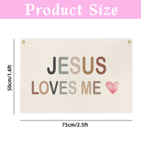 Drapeau en toile personnalisé de haute qualité 2,5 x 1,6 pieds JESUS ME AIME pour la décoration