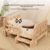 Lit pour chien en bois massif, écologique, sans peinture, résistant à l'humidité, canapé-lit pour petits chiens, durable toute l'année