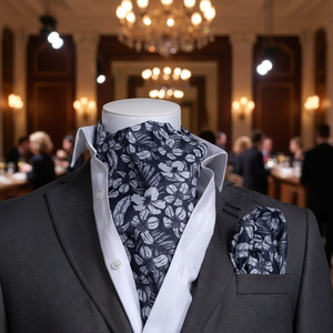 Conjunto de pañuelo y bufanda para hombre con estampado floral azul, talla única - Product Image 3