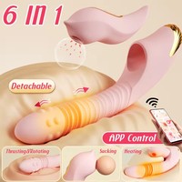 Culotte vibrante connectée à l'application, invisible, avec fonctions de poussée, rotation, double chauffage et succion, pour femmes