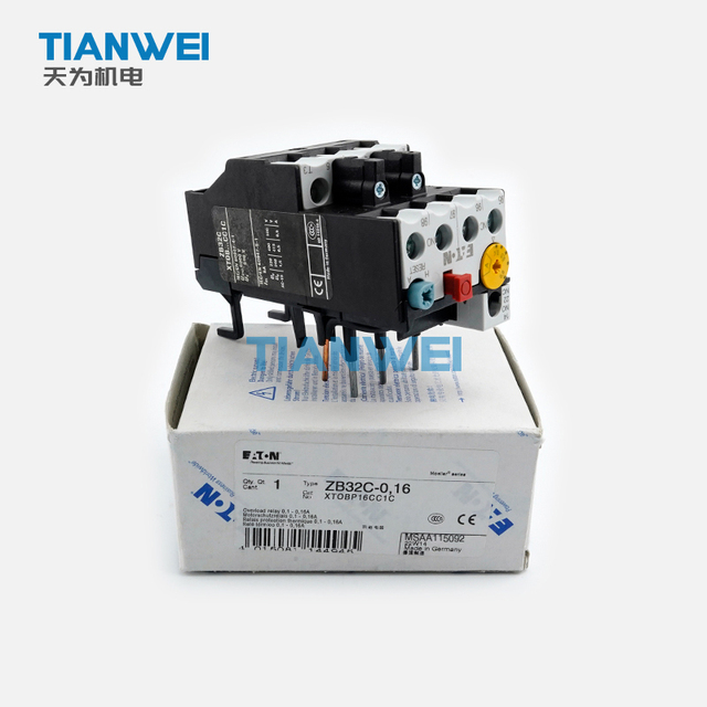 EATON ZB32C-0,16 Thermal Overload Relay 0.1~0.16A Adjustable 1NO+1NC Aux Contact Direct Mount for DILM Contactor Motor