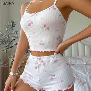 Pyjama imprimé sexy 2 pièces : ensemble décontracté de camisole et short à grande élasticité pour la maison - Product Image 1