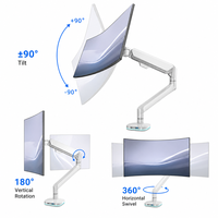 Support de moniteur à ressort à gaz blanc de qualité supérieure, fixation simple pour bureau, mouvement complet, réglage ergonomique de la hauteur, pour écran de 17 à 32 pouces