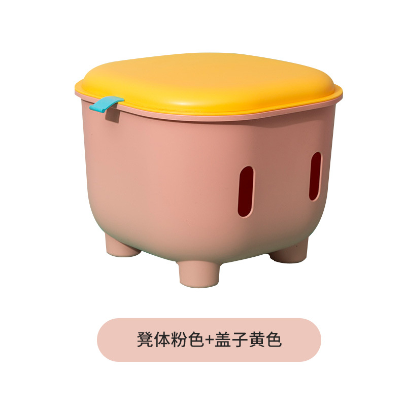 Pink stool with yellow lid (Walmart price: 69.9 yuan)