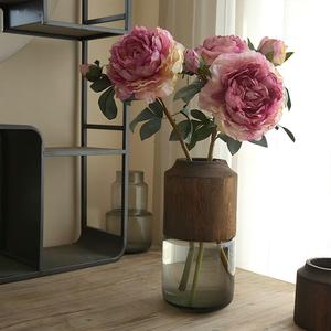 Hoa mẫu đơn giả lụa đỏ cổ điển, thân đơn, 55cm, 3 bông, kích thước lớn, dùng trang trí nội thất nhà cửa, phong cách hiện đại sang trọng - Product Image 5