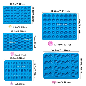 5 pz stampo per caramelle in Silicone (con 2 contagocce) Mini a forma di cuore/ciambella/dinosauro/stampo per biscotti al cioccolato a forma di animale da cartone animato - Product Image 2