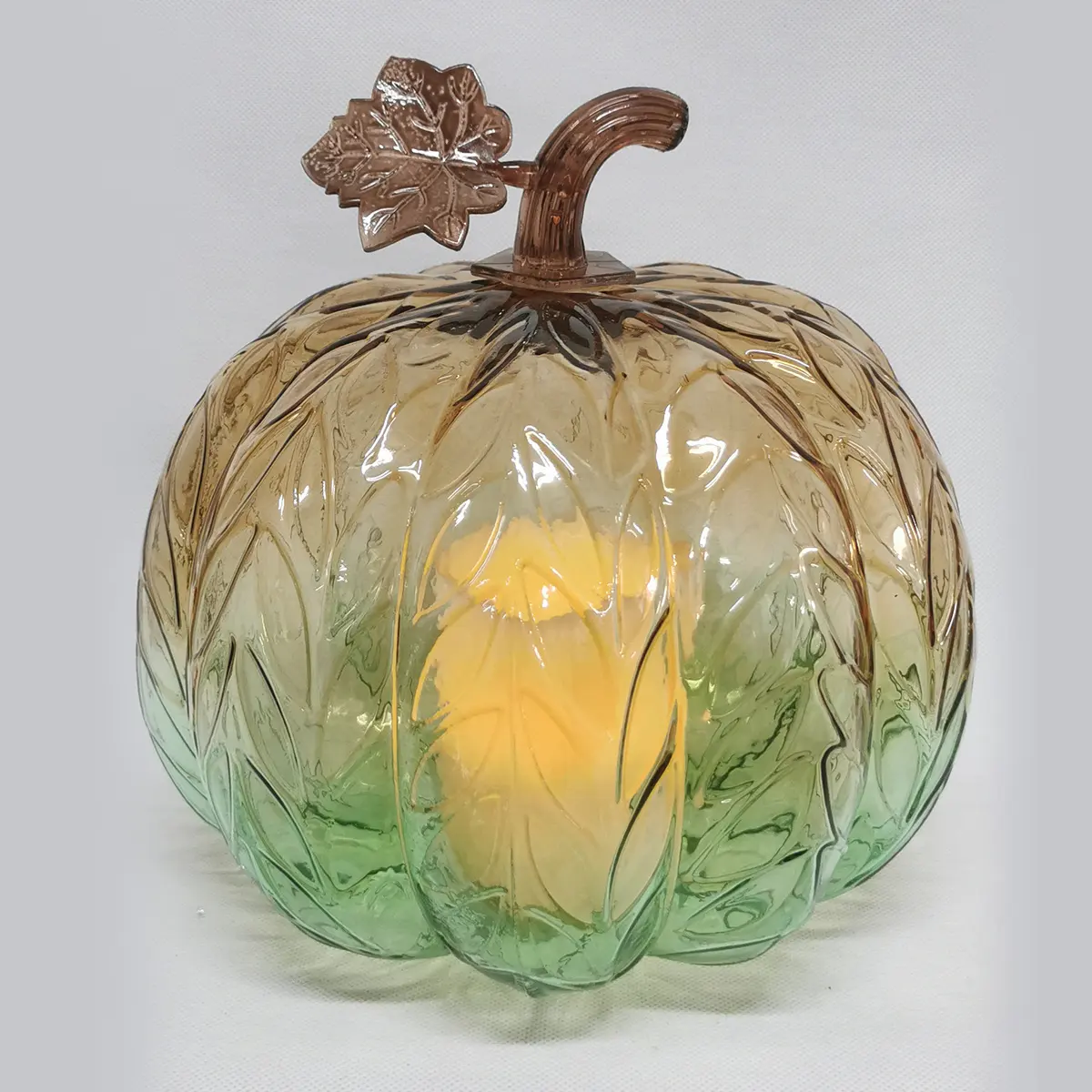 Wholesale Artificial Lighted Glass Halloween Home Table Decoration Ideas Indoor Pumpkin Candle Cloche Led Ornaments
