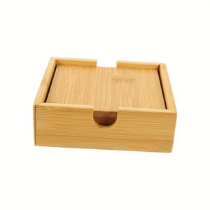 Ensemble de sous-verres ronds en bambou poli, faits à la main, avec motif personnalisé moderne, support pour téléphone portable, résistant à la chaleur - Product Image 1