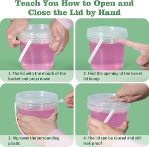 Gobelets en plastique PET à paroi simple transparents avec couvercle et paille, seau à boisson réutilisable avec poignée pour café glacé - Product Image 3