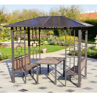 Nouvelle conception de pavillon moderne en métal pour l'extérieur, tente de jardin imperméable en métal galvanisé avec table et ensemble de meubles de jardin
