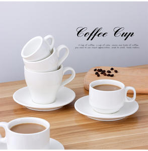 Ensemble de tasses à café blanches tasses à café en céramique avec grandes poignées tasse classique en porcelaine pour café thé hôtel café bureau vente en gros - Product Image 5