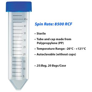 Tubo de centrífuga de 50 ml, azul, con tapa de rosca plana, estéril, graduado, para uso en laboratorio - Product Image 5