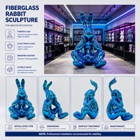 Sculpture de lapin en fibre de verre électroplaquée sur mesure, style Pop Art, grande statue de lapin pour la décoration des halls d'hôtels et de centres commerciaux