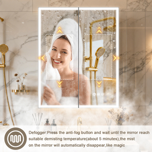 <span class=keywords><strong>Armoire</strong></span> à miroir LED à double porte personnalisable, anti-buée, 3 températures <span class=keywords><strong>de</strong></span> couleur, éclairage intérieur, <span class=keywords><strong>prise</strong></span> USB pour rasoir - Product Image 4