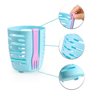 Mignonne tasse à salade de fruits portable double couche avec égouttoir et étui à sauce pour pique-nique, voyage sans Bpa stockage de <span class=keywords><strong>camping</strong></span> en plastique - Product Image 2