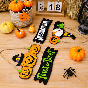 Vietnam <b>Halloween</b> Pumpkin Welcome Sign Front Door Outdoor Decorations Wooden Treat or Trick Crafted Wall Sign - Product Image 1