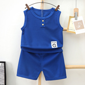 Ensemble <span class=keywords><strong>Veste</strong></span> Teddy Garçon 2026 Nouveau Design Haut <span class=keywords><strong>Sans</strong></span> <span class=keywords><strong>Manches</strong></span> Short Bébé Vêtements d'Été Légers pour Enfants - Product Image 3