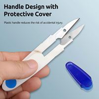 Petites ciseaux à fil en plastique en forme de U colorées, accessoire de couture quotidien pour la maison, avec couvercle transparent pour le fil et les travaux d'aiguille