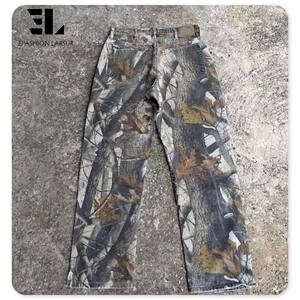 LARSUR Custom Denim Factory Tree Full Printed Camo Straight Jeans Hombres Baggy Loose Camouflage Denim Pants para hombres Streetwear - Product Image 2