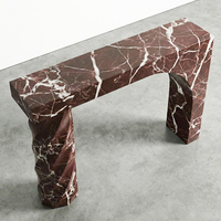 Meuble KUMUSI, table console sculpturale en marbre Rosso Levanto, table d'entrée en marbre rouge sur mesure