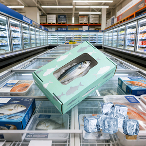 Caja de Embalaje de Cartón Corrugado para Alimentos Congelados de Mariscos de Alta Gama, Diseño Personalizado, Reutilizable, Impermeable, Venta al por Mayor de Pescado y Camarones - Product Image 1