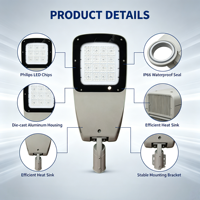Lampadaire Solaire LED OEM ODM en Alliage d'Aluminium IP66 avec Batterie LiFePO4, Panneau Séparé sur Poteau, Système Routier Extérieur Personnalisé