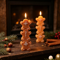 Handgemachte Sojawachs-Lebkuchenmann-förmige Aromatherapie-Kerze mit individuellem Duft - Umweltfreundliches Feiertagsgeschenk für Hochzeiten und Partys