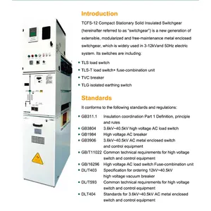 TCFS rmu switchgear kabinet listrik luar ruangan 1250a 12KV kontrol switchgear tegangan menengah tegangan tinggi harga pabrik