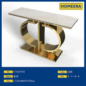 Homeera Console <b>Table</b> Marble Top Brass Base Modern Design Entrance <b>Hall</b> Furniture - Product Image 1