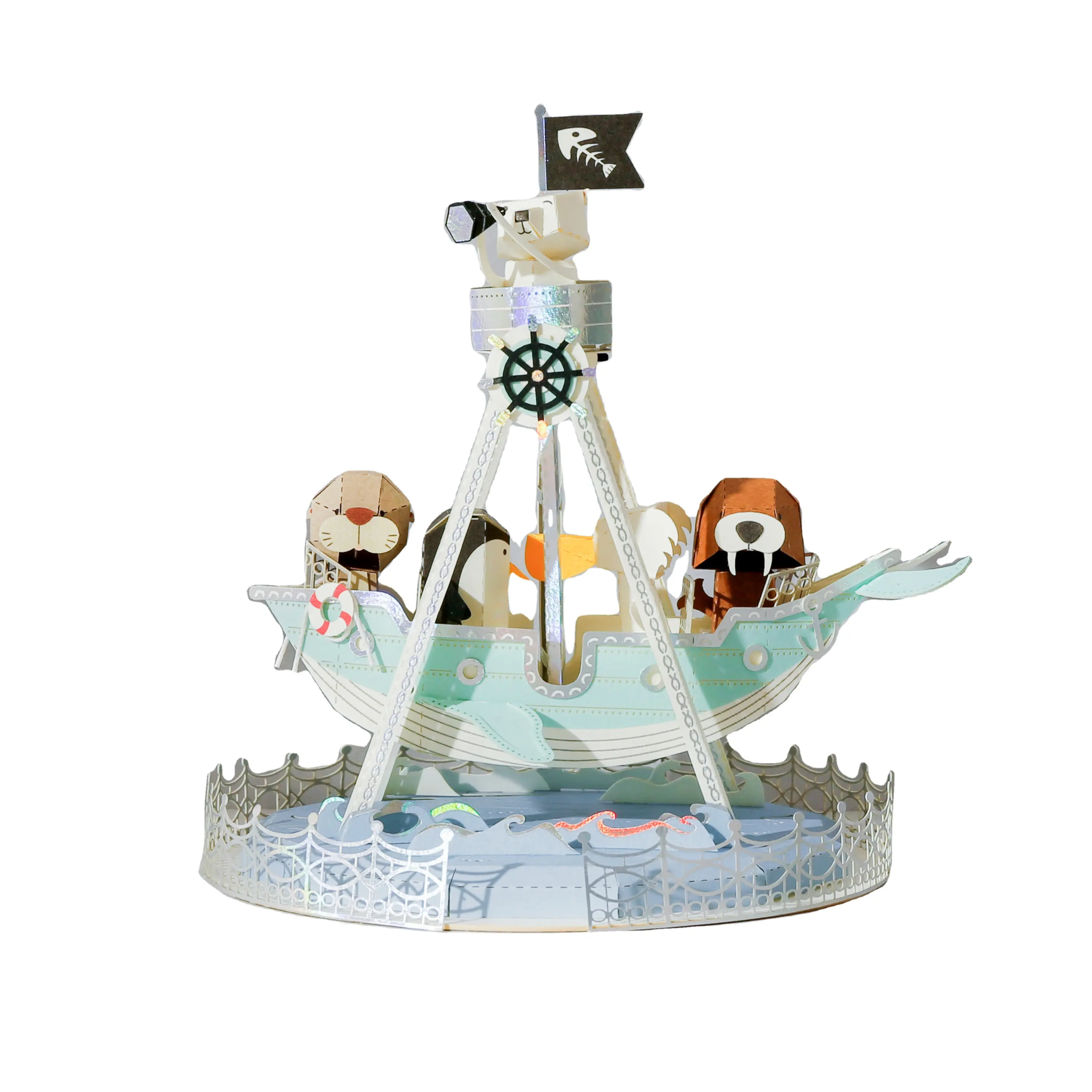 [4A] Exquisite 3D Piraten schiff Miniatur Papier Modell Spielzeug Puppenhaus Spielplatz