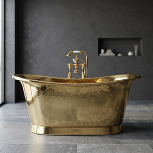 Tapa de bañera rectangular independiente de cobre martillado ecológica CH-799 para baño de adultos, de lujo, irregular, estilo indio para el hogar - Product Image 3
