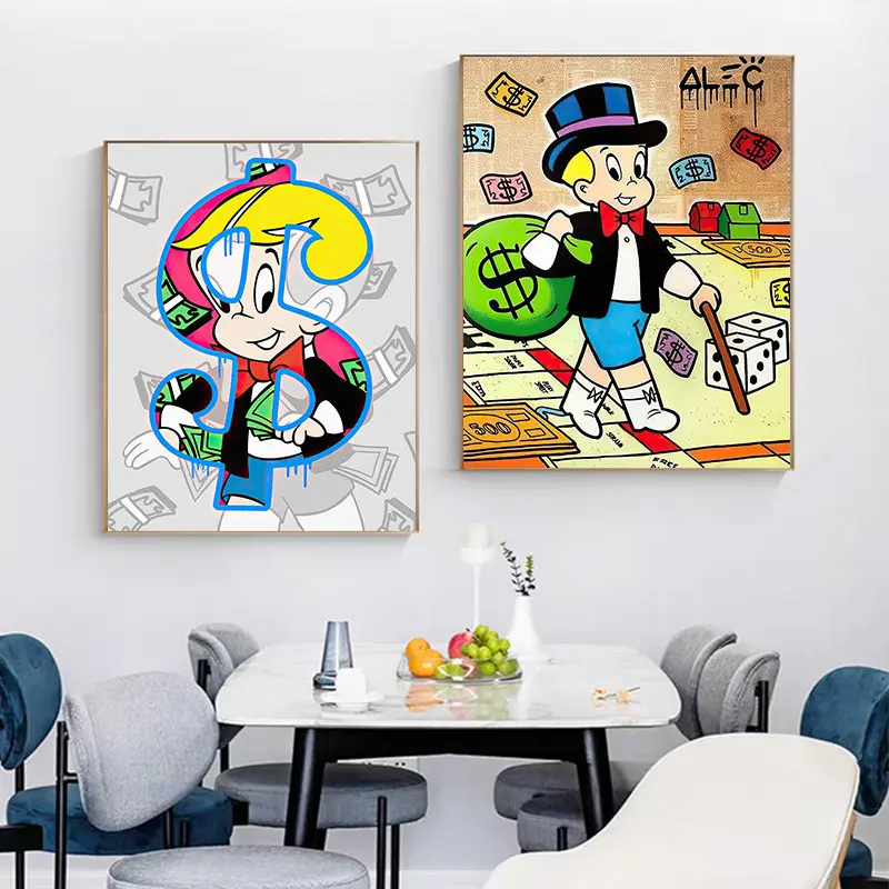 Street Graffiti Painting Dollar Monopoly Art Canvas Painting Oil PaintingPoster Morden Wall art Picture in Livingroom Decor Home